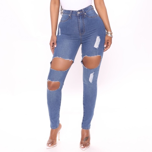 Fashion Nova Jegging Jeans | Needing More Destroyed High Rise Jegging Jeans - Picture 1 of 3